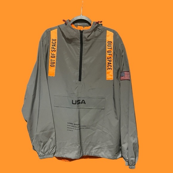 Bleecker & Mercer NWT Premium Collection Neon Orange Windbreaker - Picture 1 of 7